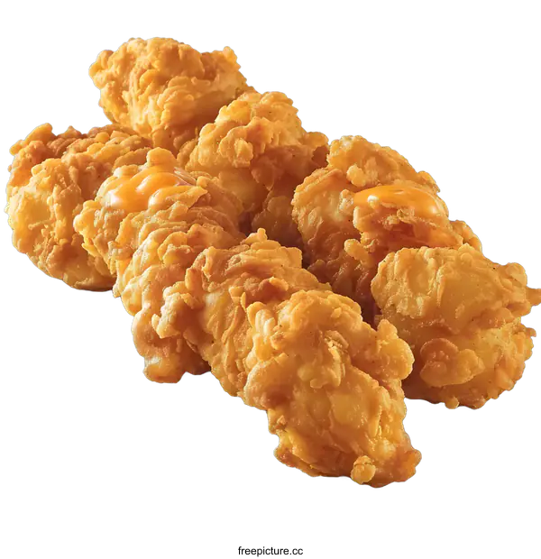 [Transparent Background PNG]Three Crispy Chicken Tenders with Honey Mustard Sauce