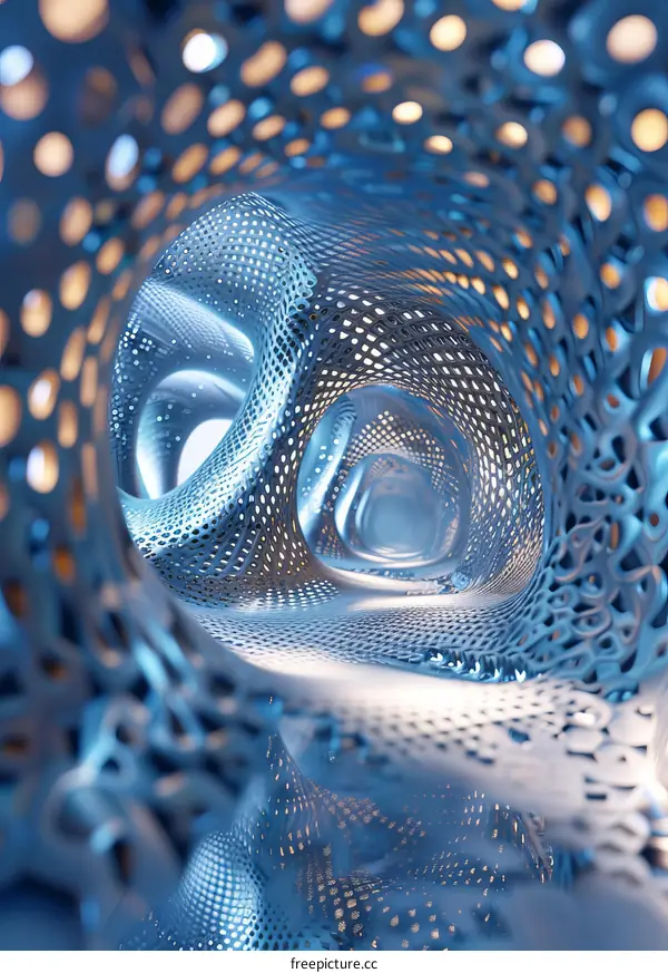 Blue and white sci-fi tunnel