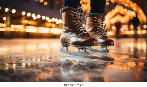 ice skating at night in the city