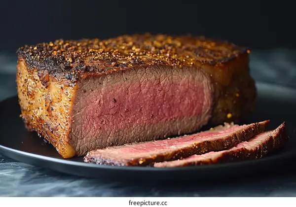 A delicious and juicy steak cooked to perfection