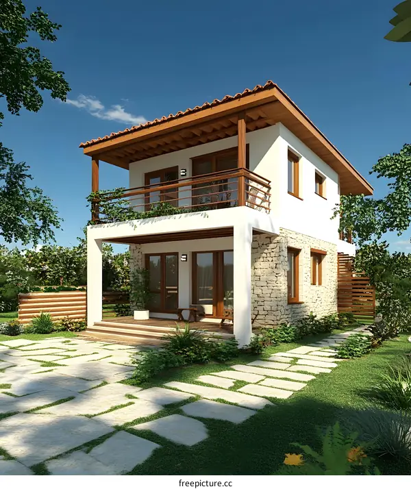 Modern Two Story House With Stone Exterior