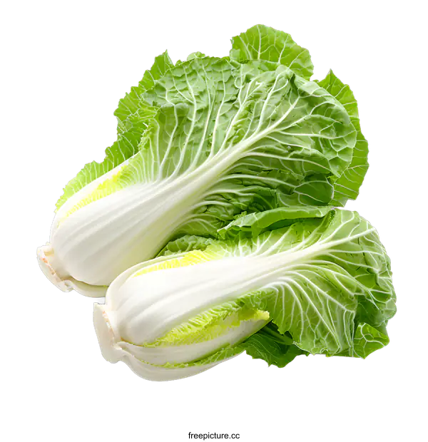 [Transparent Background PNG]Two Fresh Baby Bok Choy on White Background