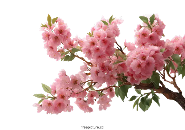 [Transparent Background PNG]Beautiful Pink Cherry Blossom Branches Against White Background