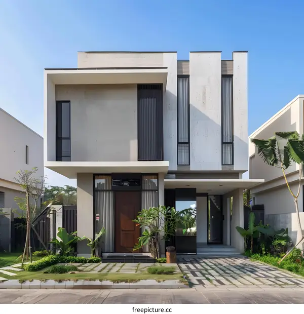 Modern Minimalist Home Design With Green Lawn