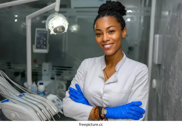 African Woman Dentist in Modern Dental Clinic