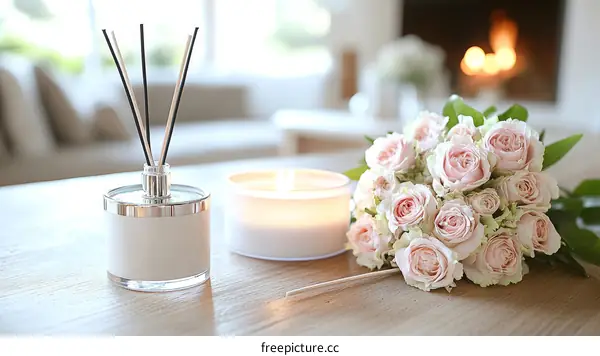 Elegant Home Decor with Candles and Roses