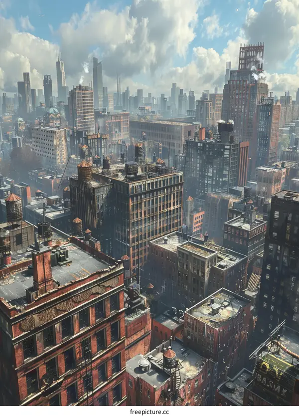 Aerial View of a Post-Apocalyptic Cityscape