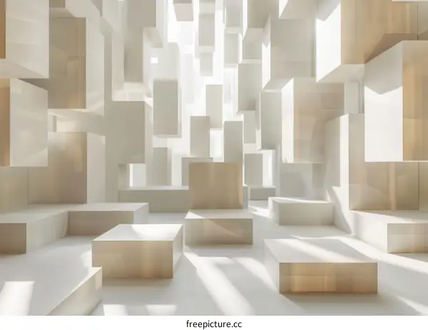 Futuristic Cityscape: Geometric Abstract 3D Rendering