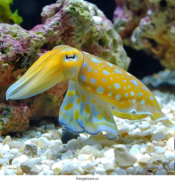 A colorful reef octopus displaying its beautiful colors and patterns.