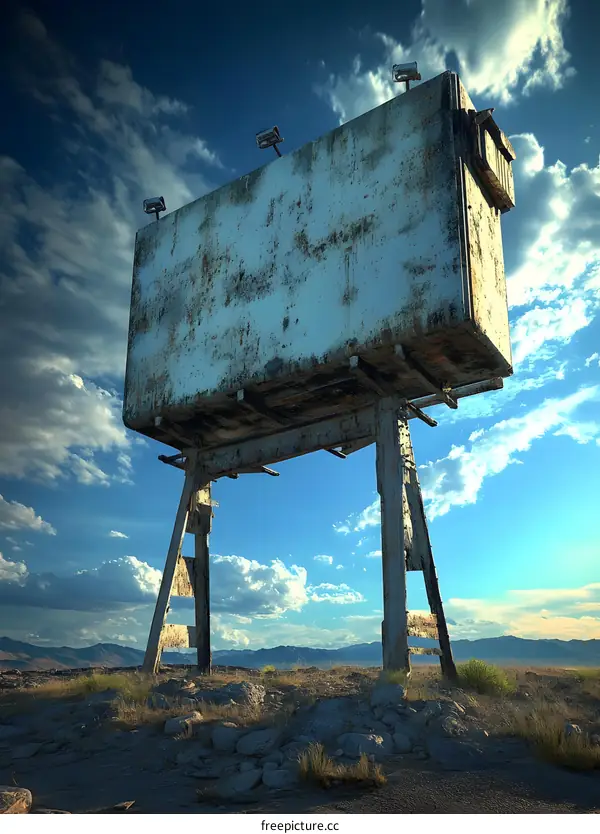 Rusty Billboard in a Desert Landscape