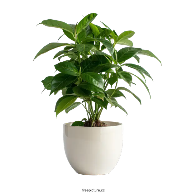 [Transparent Background PNG]Green Plant in White Pot Isolated on transparent background