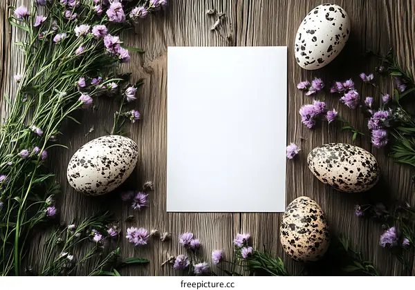 Blank Paper Decorated with Flowers and Eggs