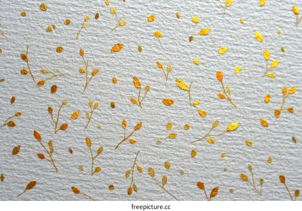 Gold Leaf Floral Pattern Design on Light Gray Paper