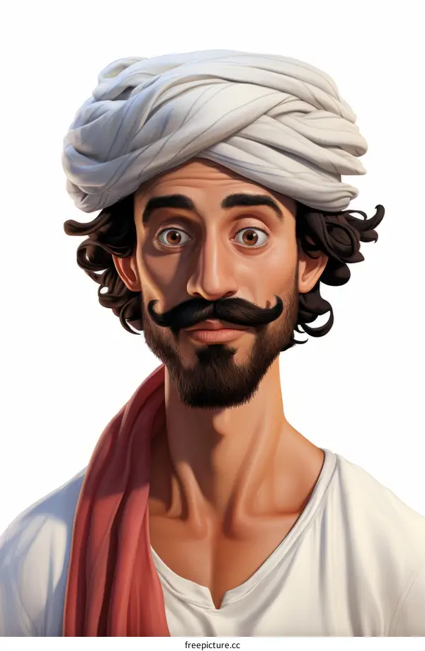 Headshot of a surprised Indian man wearing a turban