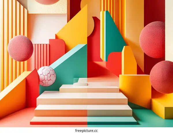 Abstract Colorful Geometric Shapes 3D Background Render