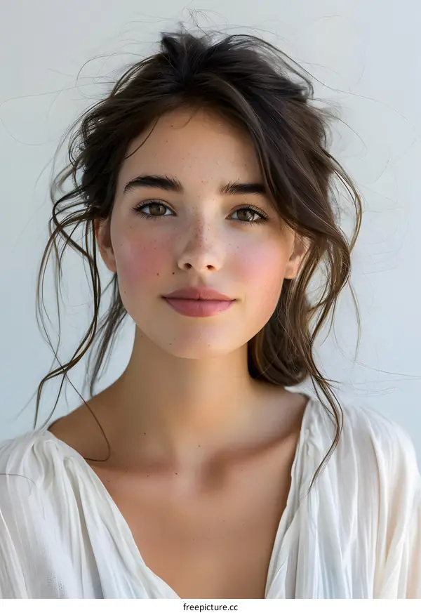 Portrait of a Young Woman with Freckles