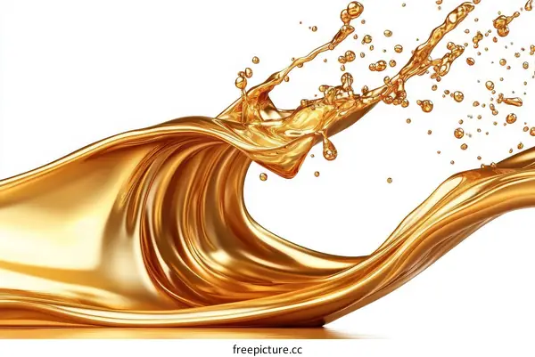 Golden Liquid Splashing and Flowing