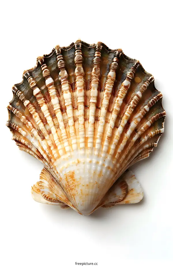 Scallop Shell on White Background
