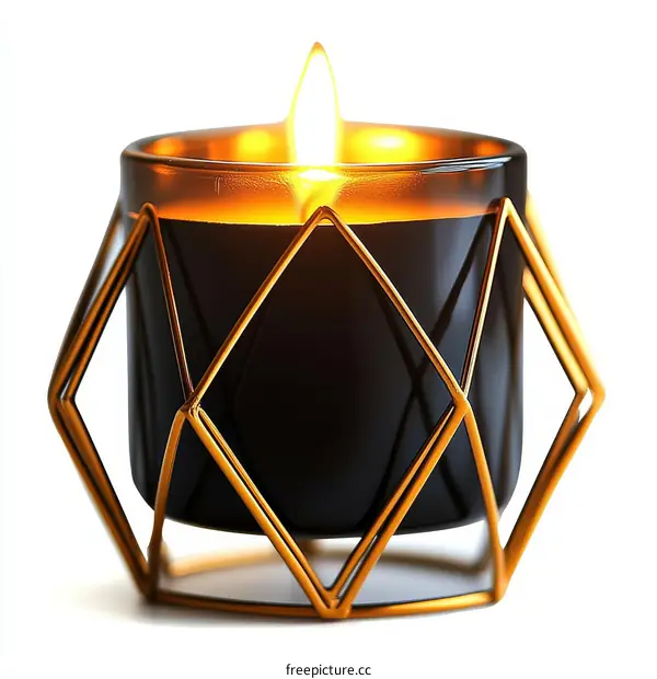 Modern Geometric Candle Holder with Black Candle