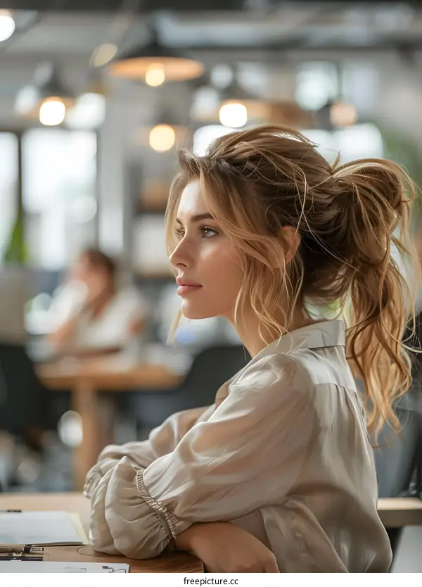 portrait of a young woman in a pensive mood