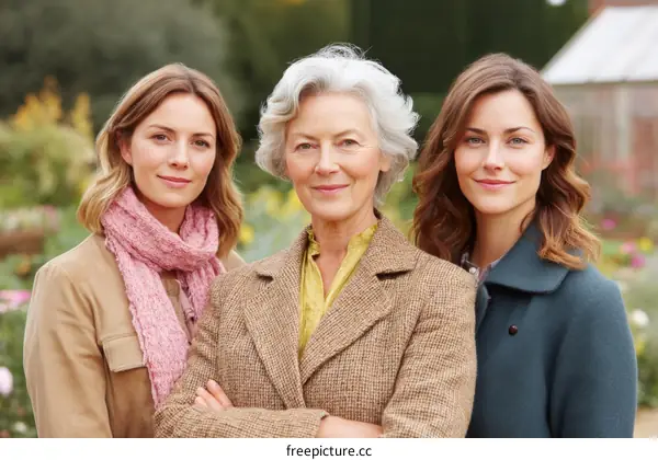 Three Women Generations Family Portrait Outdoor