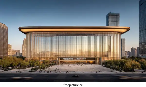 Modern Architectural Masterpiece in a Cityscape