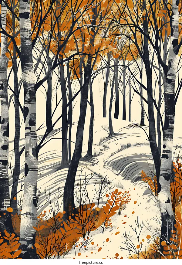 Autumn Forest Path Illustration