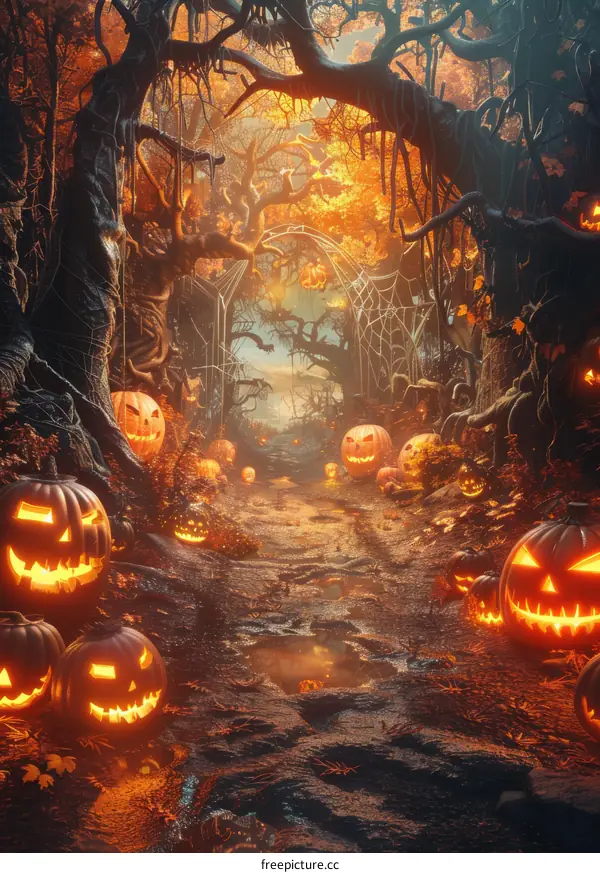 Spooky Halloween Pumpkin Forest