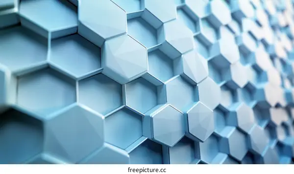 3D rendering of blue and white honeycomb structure