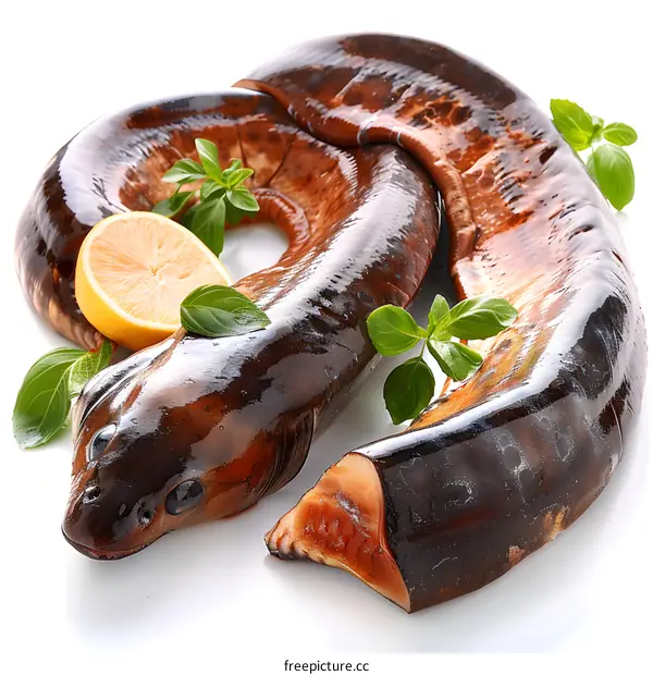 Fresh eel with lemon and basil