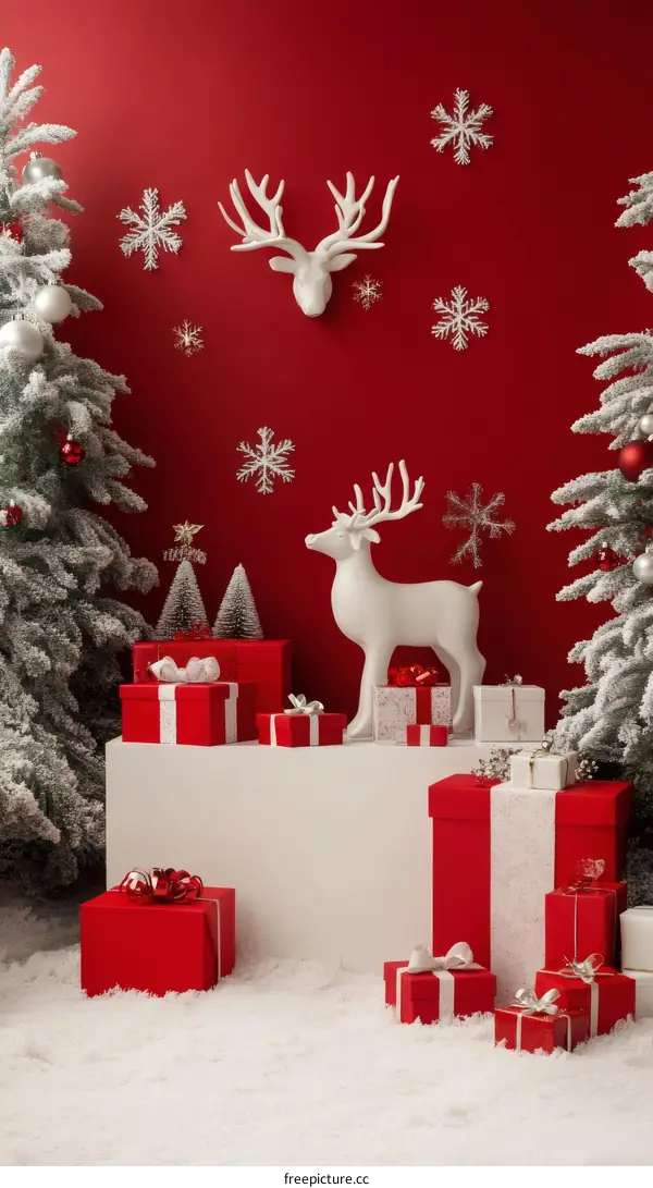 Christmas Scene with Presents and Decorations