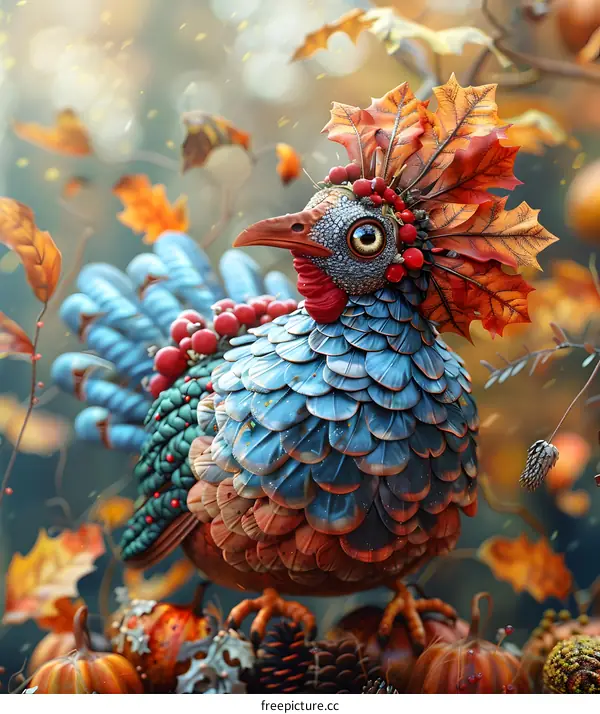Colorful turkey in the fall