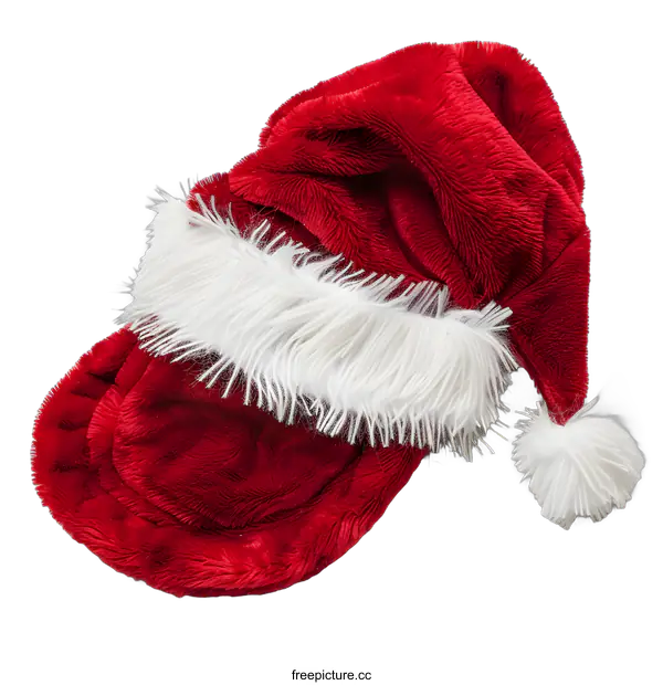 [Transparent Background PNG]Red Santa Claus Hat Isolated on White Background