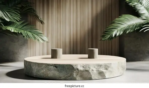 Modern Minimalist Wooden Display Podium with Natural Elements