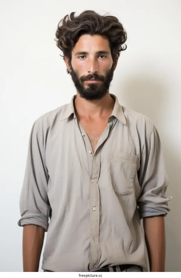 Portrait of a Bearded Man with Curly Hair