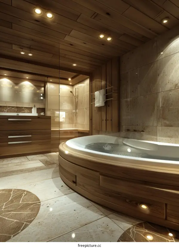 Modern Wooden Luxury Bathroom Interior Design