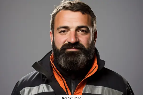portrait of a male firefighter in protective gear