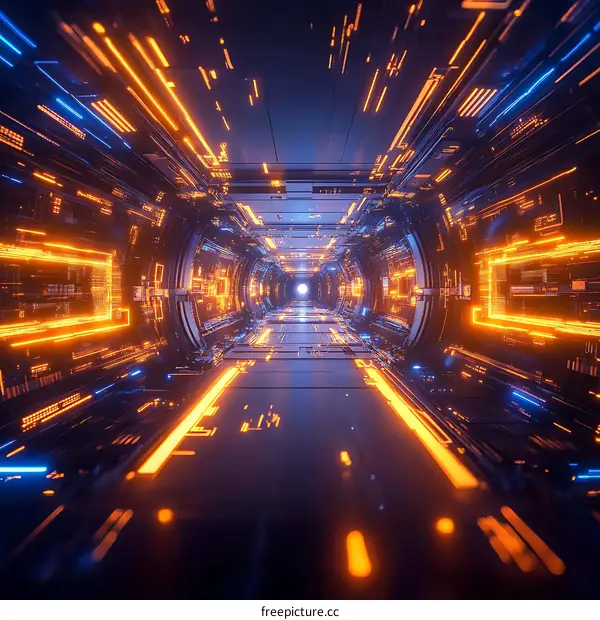 Futuristic Neon Tunnel Corridor