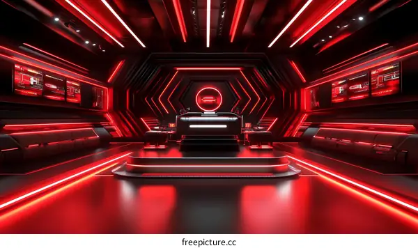 Futuristic Red-Lit Gaming Zone Design