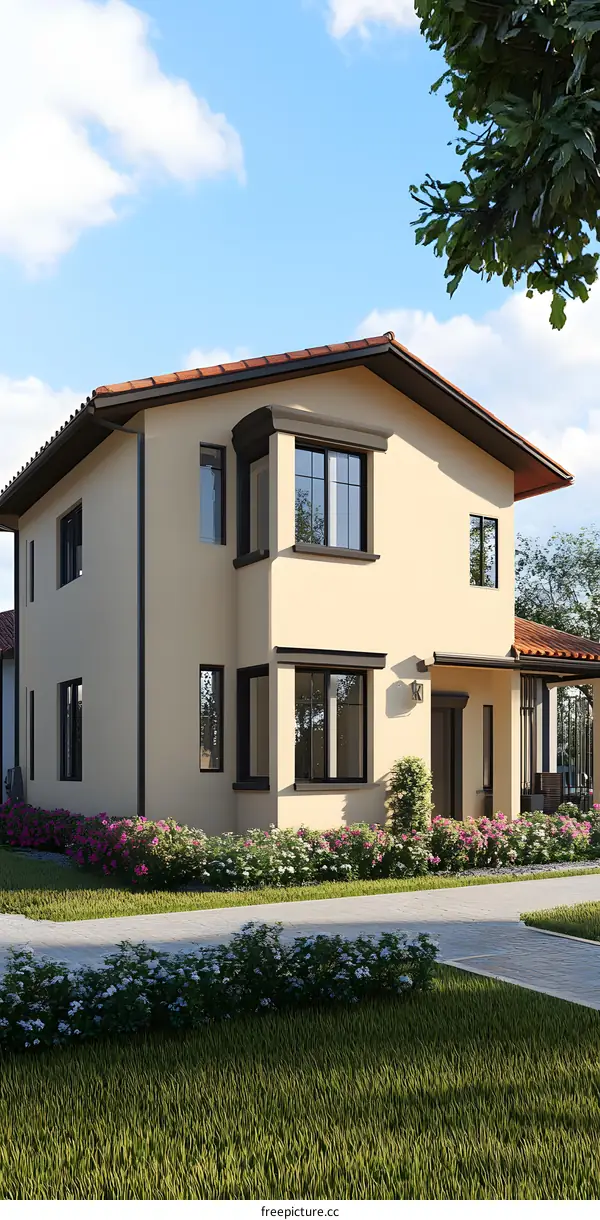 Modern Two Story House with Large Windows