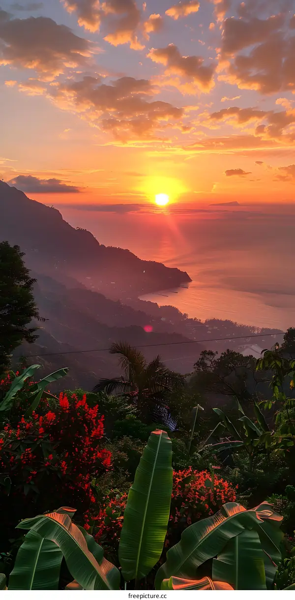 Tropical Sunset Over the Ocean