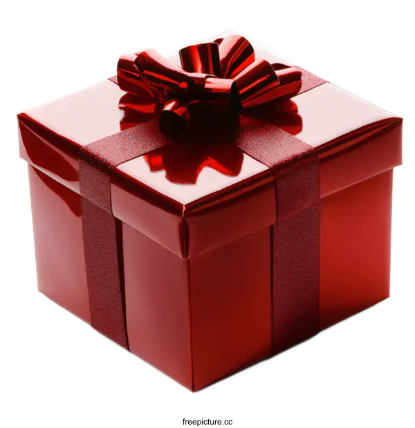 [Transparent Background PNG]Red Gift Box with Festive Ribbon