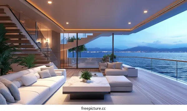 Luxury Seaside Living Room with Ocean View