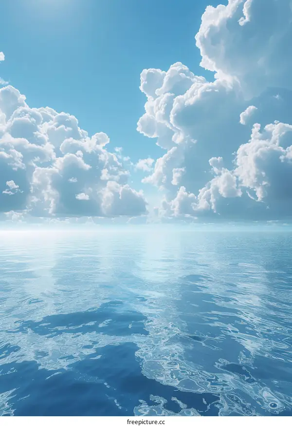 Stunning Ocean Sky with Fluffy Clouds