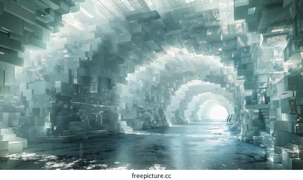 Futuristic Cityscape with Towering Glass Structures