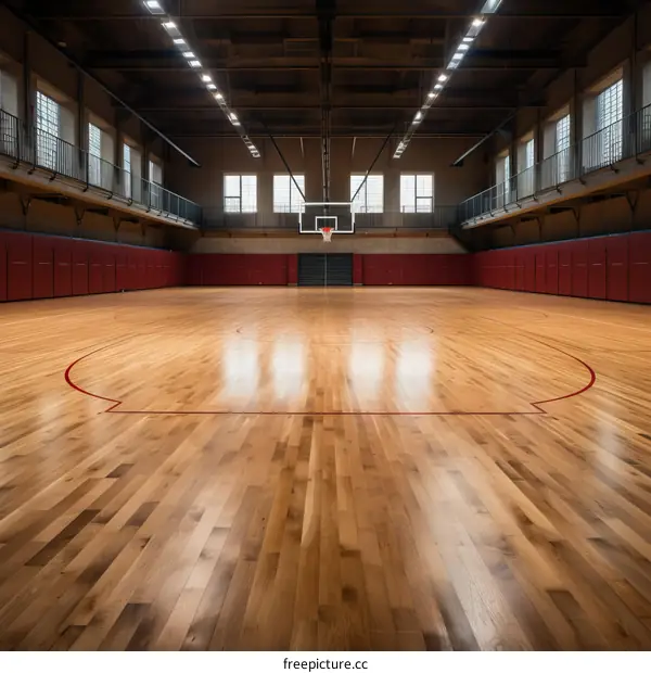 basketball court with wood floor
