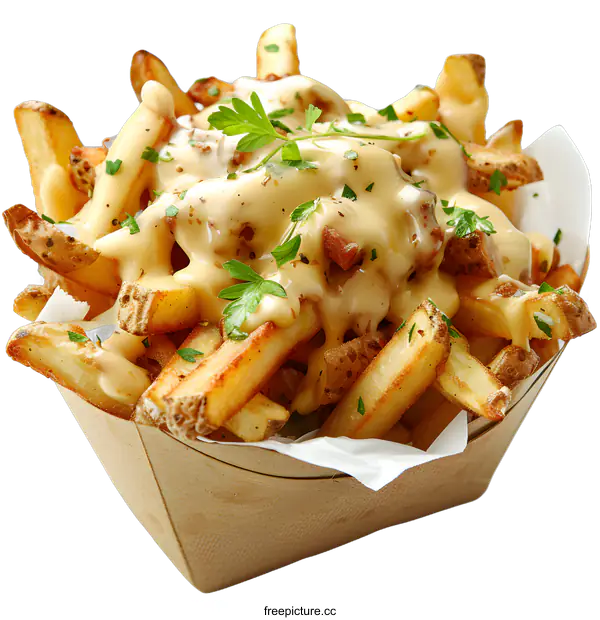 [Transparent Background PNG]Loaded french fries with cheese sauce