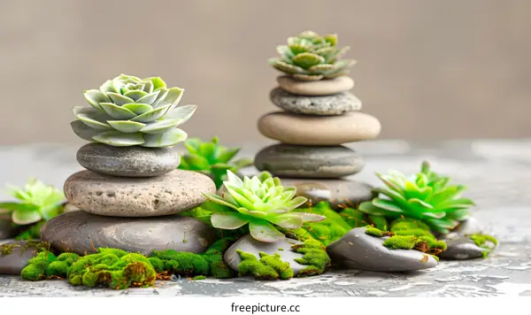Succulents and Stones Zen Garden Still Life Photography