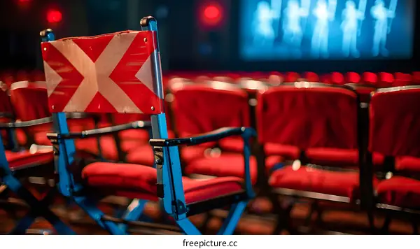 Empty Movie Theater Seats with Red Cushions