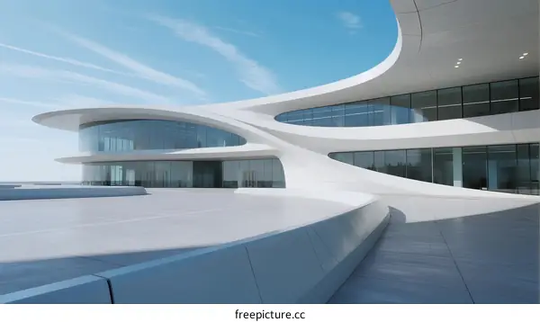 Modern Curved Architectural Design with Large Glass Windows